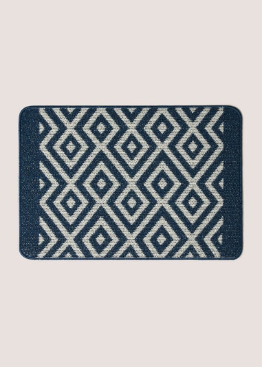 Navy Geometric Print Doormat