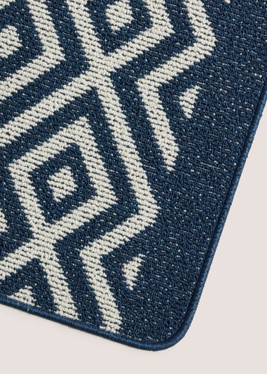 Navy Geometric Print Doormat