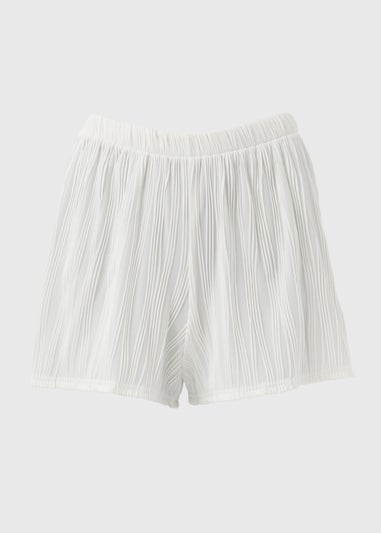 Cream Textured Co Ord Shorts