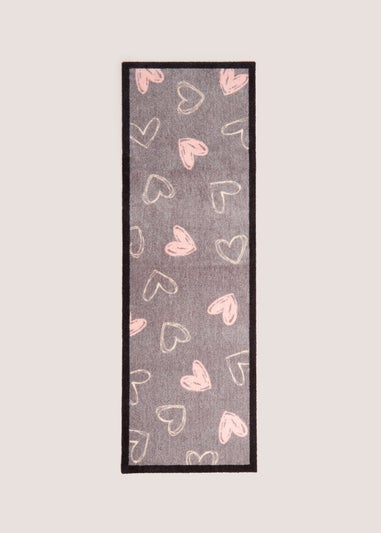 Grey Hearts Welcome Runner (50cmx150cm)