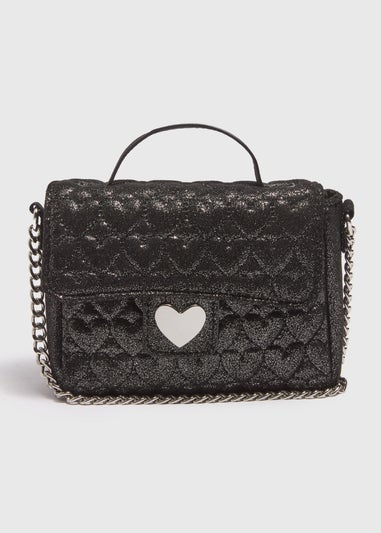 Girls Black Quilted Cross Body Bag