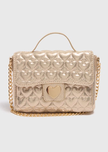 Girls Gold Quilted Cross Body Bag