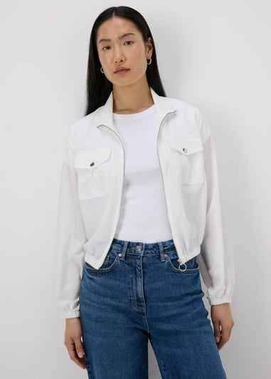 Ivory Lightweight Bomber Jacket