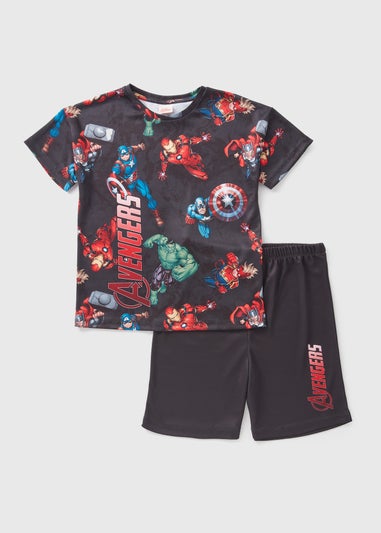 Marvel Avengers Black Top & Shorts Airtex Set (Younger 4-12yrs)