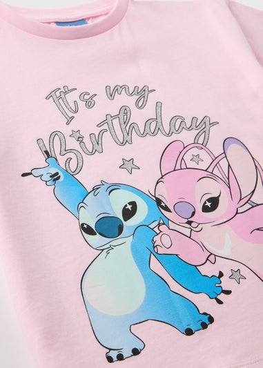 Disney Kids Pink Stitch & Angel Birthday T-Shirt (1-7yrs)