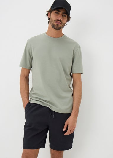 Black Diagonal Twill Shorts