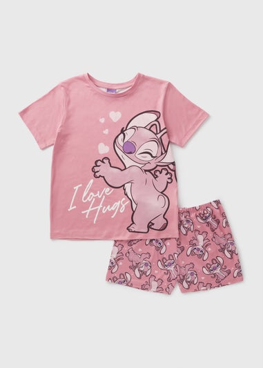 Disney Kids Pink Stitch Top & Shorts Pyjama Set (3-13yrs)