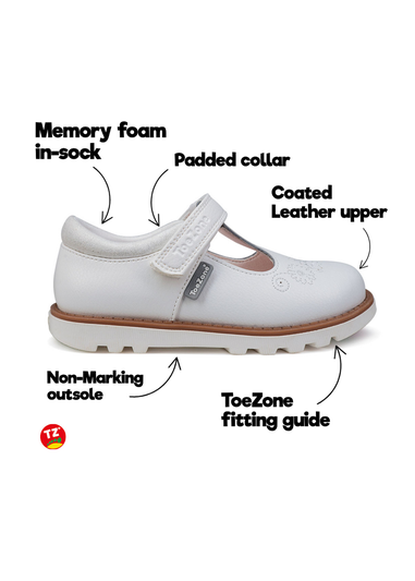 ToeZone White Ivy Summer Shoe (Younger 6- Older 12)