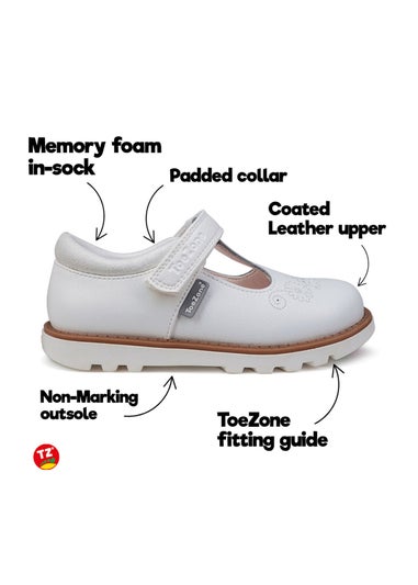 ToeZone White Ivy Summer Shoe (Younger 6- Older 12)