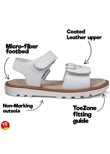 ToeZone White Darcy Unicorn Themed Sandal (Younger 6- Older 12)