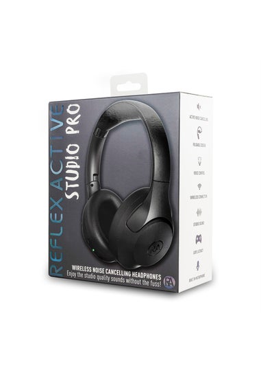 Reflex Active Black Wireless Noise Cancelling Headphones With Case