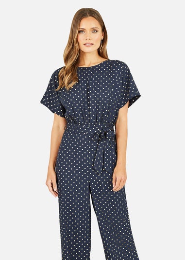 Mela Navy Spot Batwing Jumpsuit