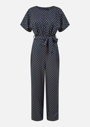 Mela Navy Spot Batwing Jumpsuit