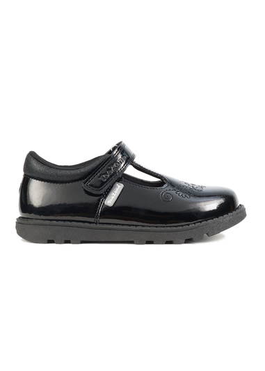 ToeZone Black Laura Flower Detail Shoe (Younger 6- Older 9)