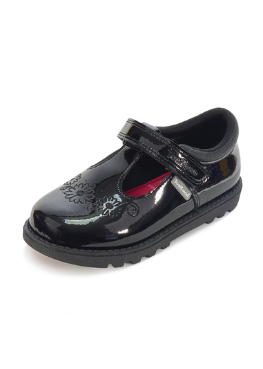 ToeZone Black Laura Flower Detail Shoe (Younger 6- Older 9)