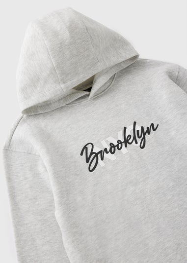 Boys Grey Marl NYC Hoodie (7-15yrs)