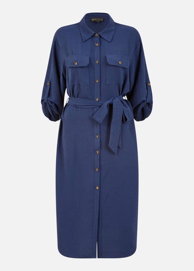 Mela Navy Midi Stretch Shirt Dress