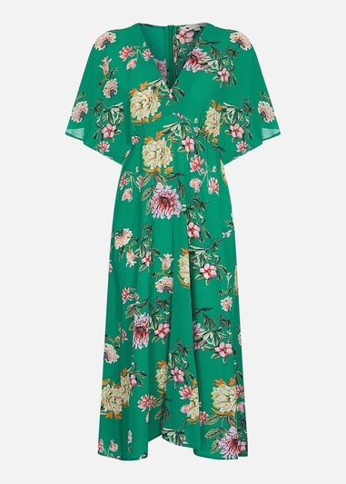 Yumi Green Floral Kimono Midi Dress