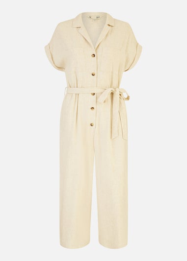 Yumi Natural Viscose Button Up Jumpsuit