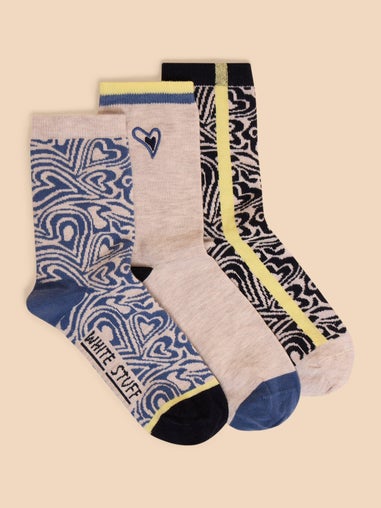 Dreierpack Socken mit Herzmotiven