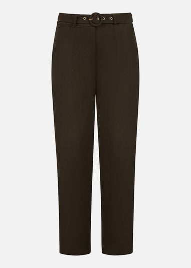 Yumi Black Straight Leg Crepe Trousers With Belt