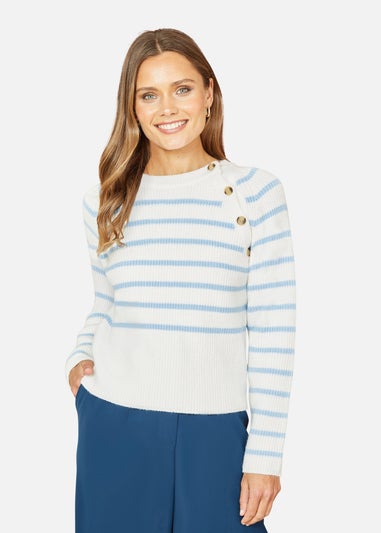 Yumi Ivory Stripe Jumper With Button Detail