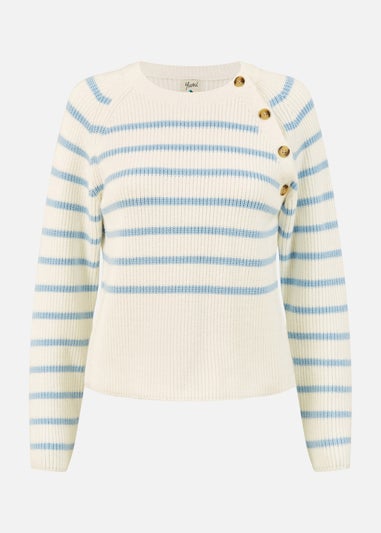 Yumi Ivory Stripe Jumper With Button Detail