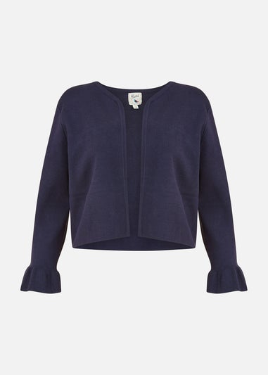 Yumi Navy Cropped Cardigan With Bell Sleeves