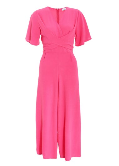 Quiz Pink Wrap Front Culotte Jumpsuit