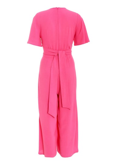 Quiz Pink Wrap Front Culotte Jumpsuit