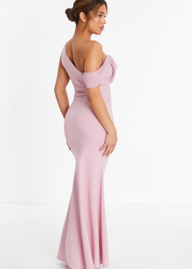 Quiz Pink Petite Asymmetric Cowl Neck Maxi Dress
