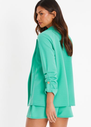 Quiz Green Ruched Sleeve Tailored Blazer