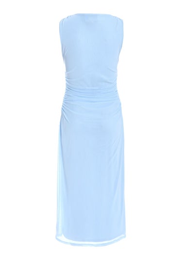 Quiz Blue Mesh Ruched Bodycon Midaxi Dress