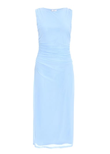 Quiz Blue Mesh Ruched Bodycon Midaxi Dress