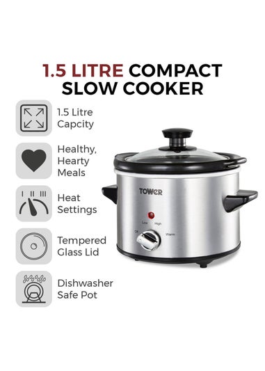 Tower Infinity Stainless Steel Slow Cooker (1.5L)