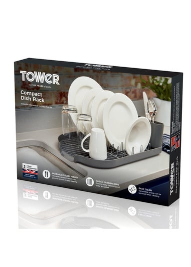 Tower Grey Compact Dishrack With Cutlery