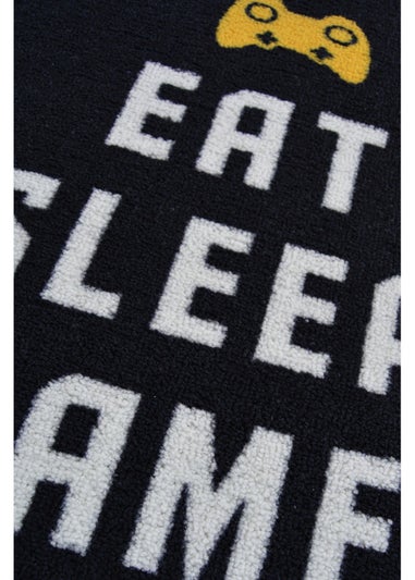 Homemaker Black Eat Sleep Game Repeat Rug