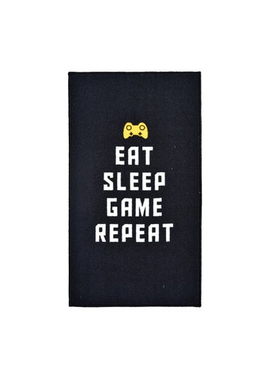 Homemaker Black Eat Sleep Game Repeat Rug