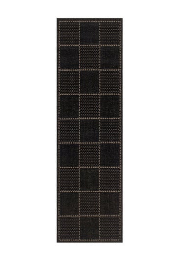 Homemaker Black Check Gel Backed Flatweave Runner (060x230cm)