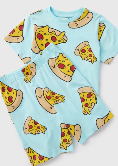 Kids Slate Blue Pizza Pyjama Set (4-12yrs)