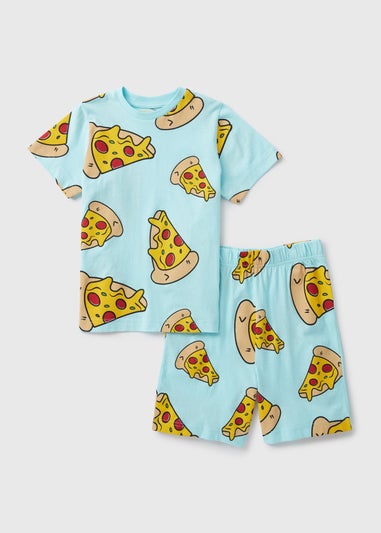 Kids Slate Blue Pizza Pyjama Set (4-12yrs)