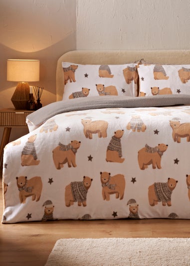 Natural Bear Fleece Duvet Set