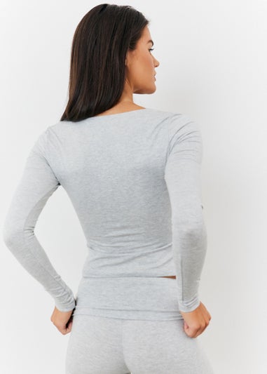 In The Style Grey Long Sleeve Bardot Top