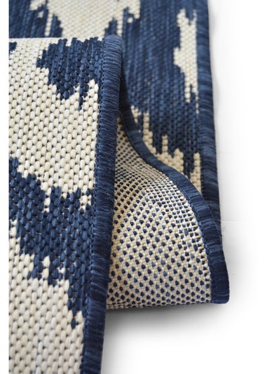 Homemaker Compass Navy Ikat Flower Rug