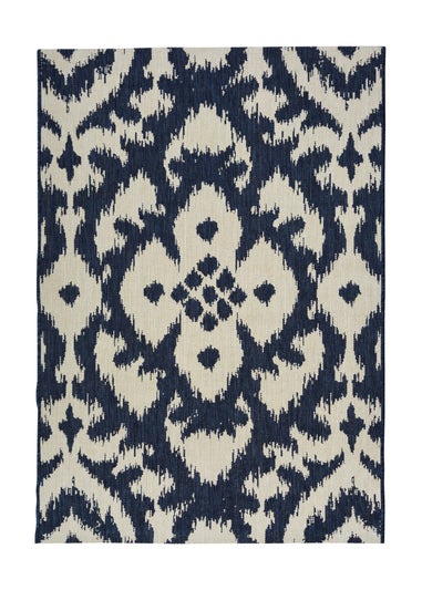 Homemaker Compass Navy Ikat Flower Rug