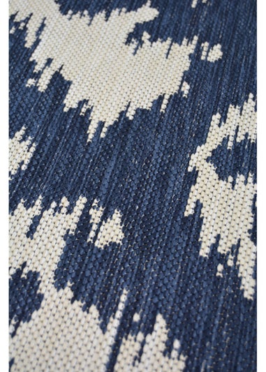 Homemaker Compass Navy Ikat Flower Rug