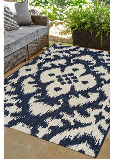 Homemaker Compass Navy Ikat Flower Rug