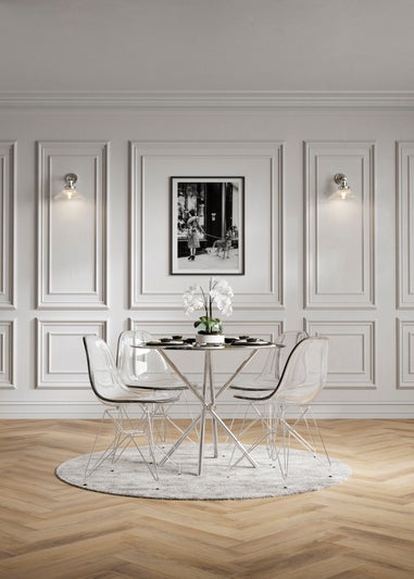 Aura Calama Clear/Silver Legs Dining Chair (Pack Of 2)