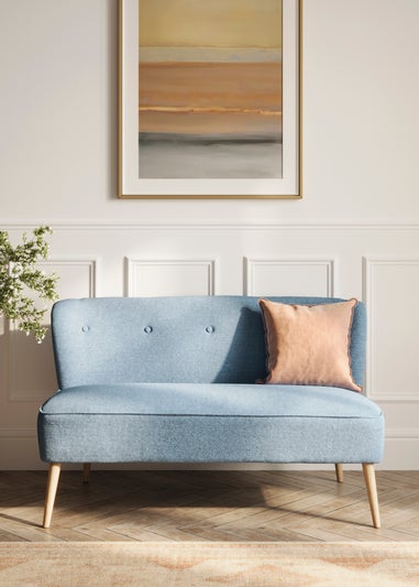 Aura Linda Cornflower Blue/Blonde Wood 2 Seater Sofa