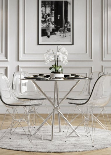 Aura Maison Clear Top/Silver Legs Dining Table ( 2 Packs )